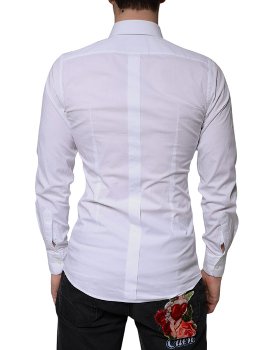 White Cotton Formal Men GOLD Dress Shirt