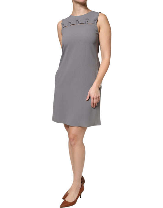 Gray Round Neck Sleeveless A-line Mini Dress