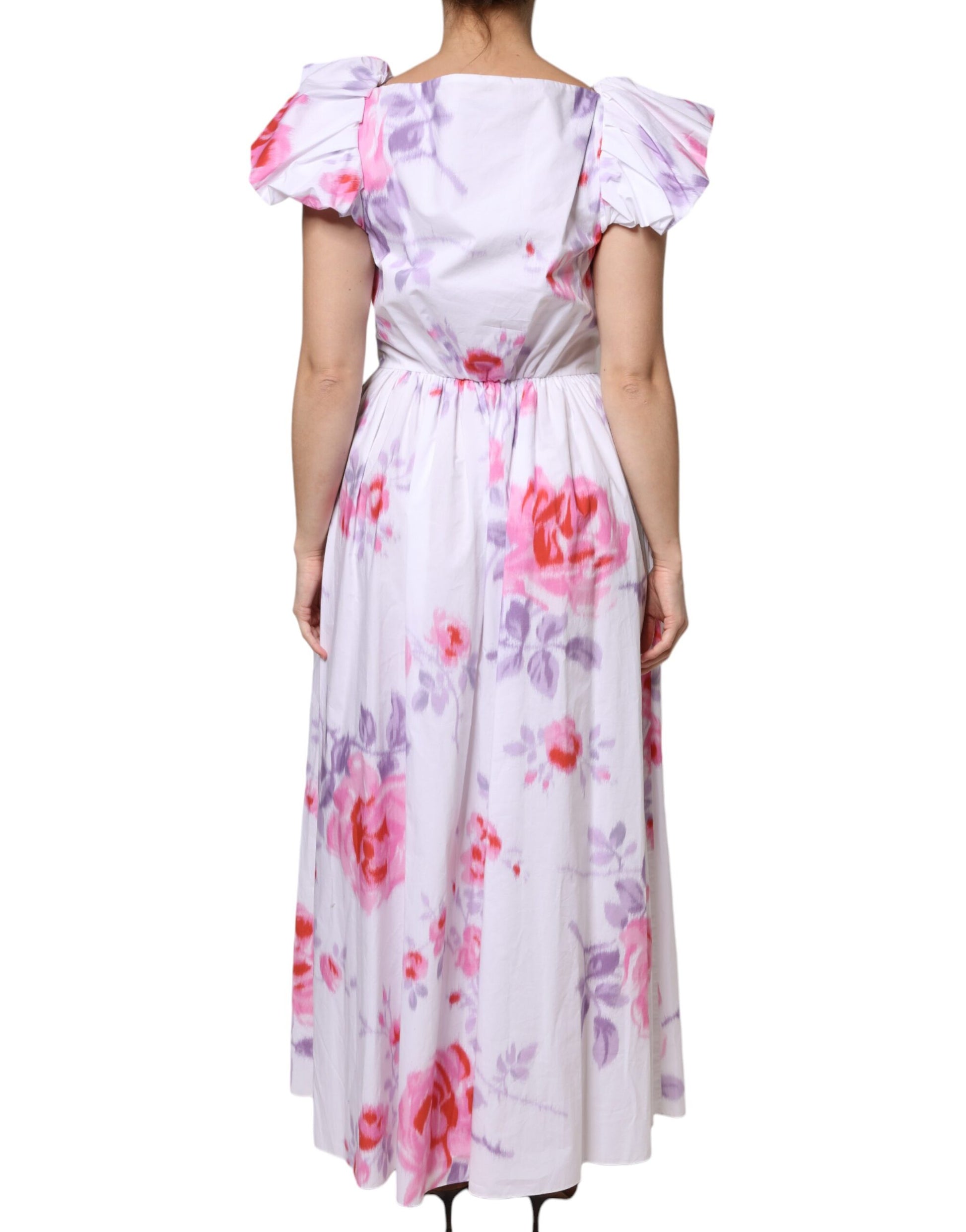 White Floral Cotton Maxi Dress