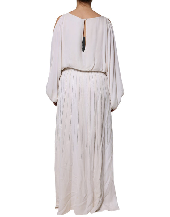 Off White Embellished Long Maxi Dress