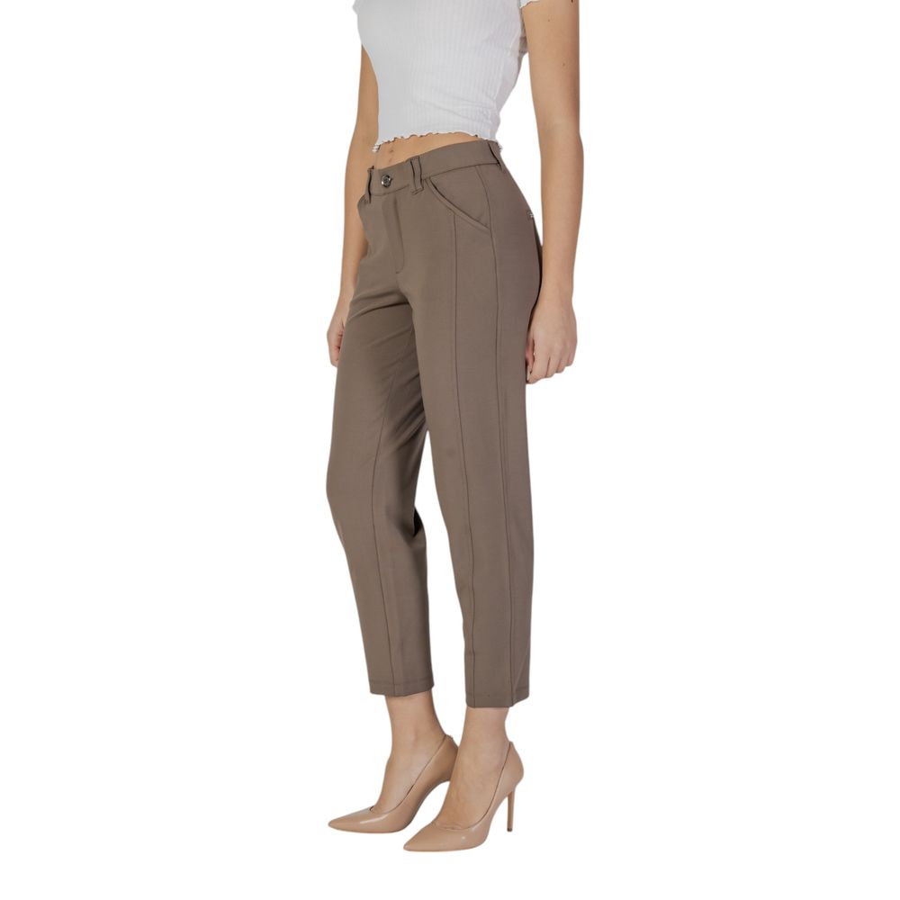 Brown Polyester Jeans & Pant