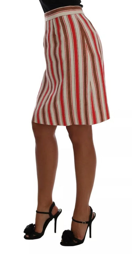 Multicolor Portofino Stripes Cotton Midi Skirt