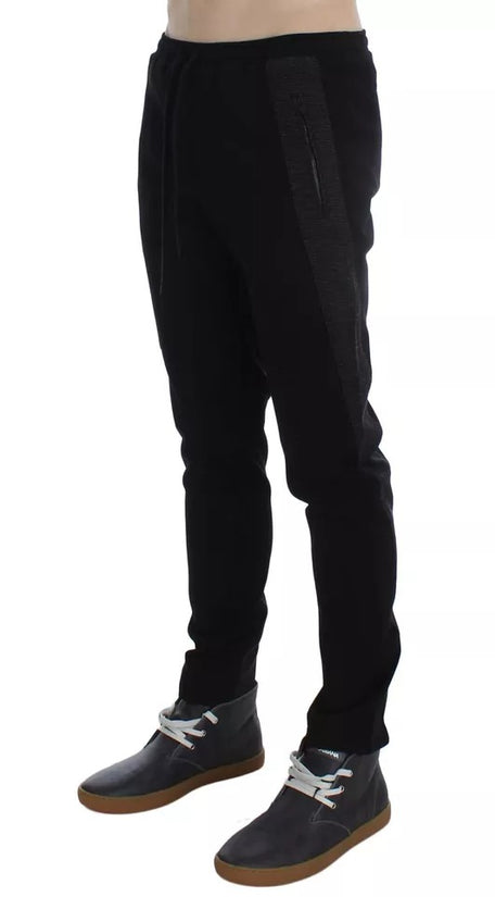 Black Gray Wool Casual Trousers Stripe Pants