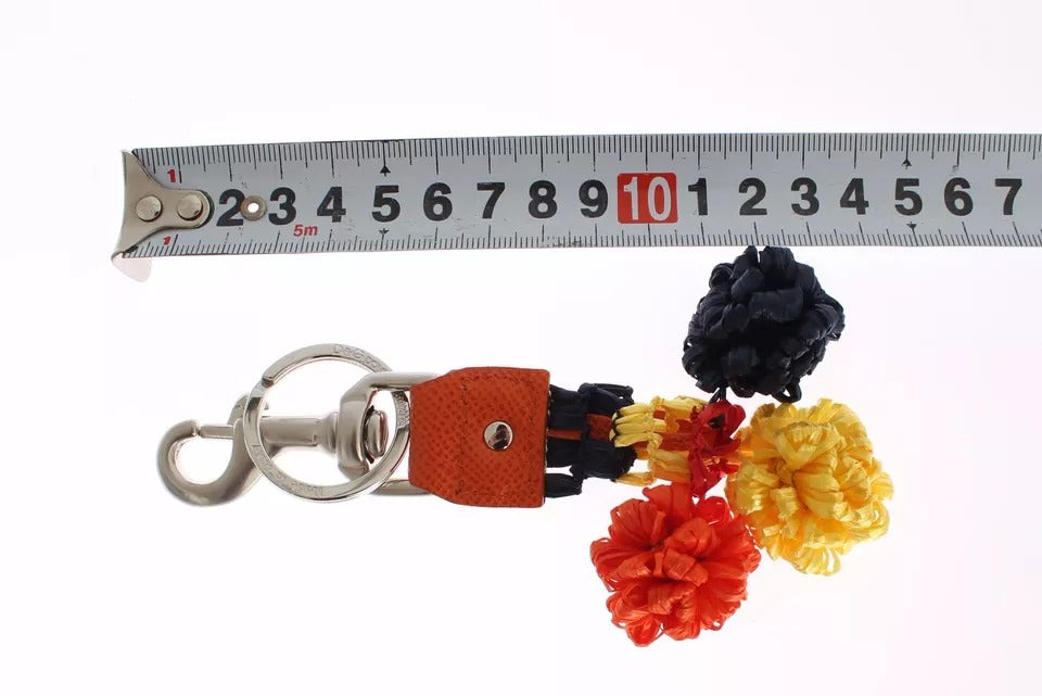 Red Yellow Raffia Leather Clasp Finder Keyring Keychain