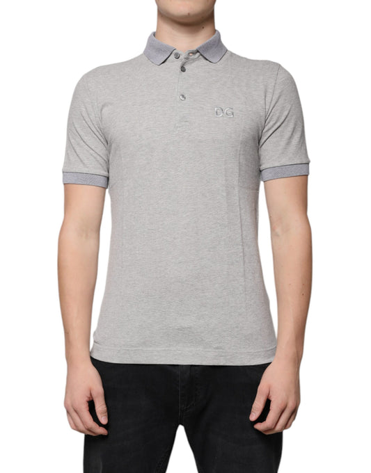 Gray Collared Short Sleeves Men Polo T-shirt