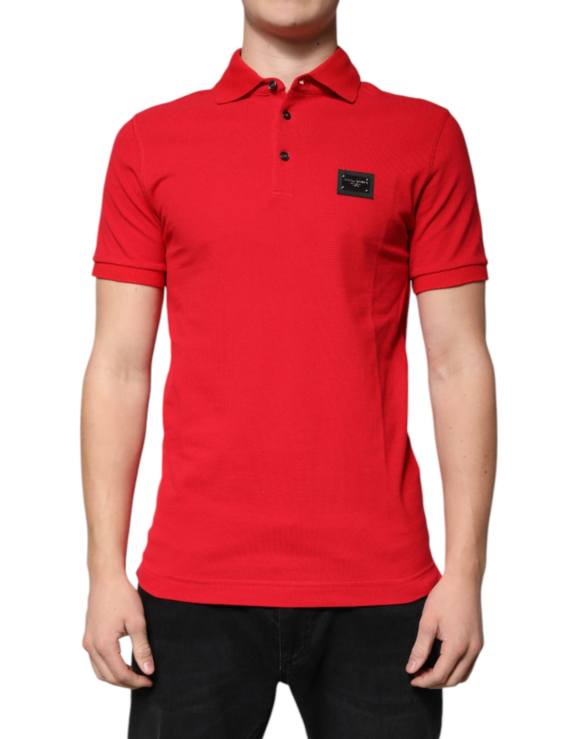 Red Logo Collared Short Sleeves Polo T-shirt