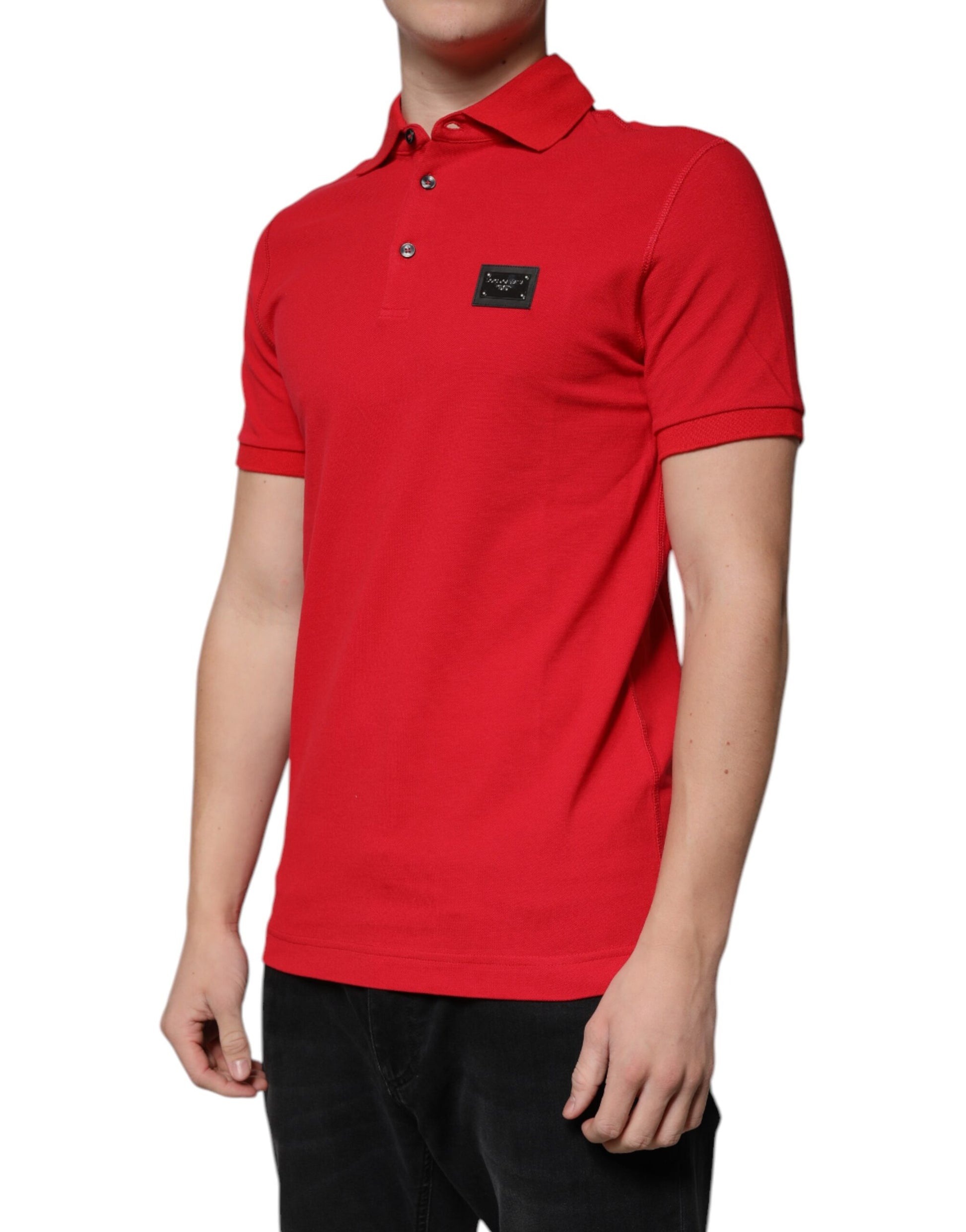 Red Logo Collared Short Sleeves Polo T-shirt