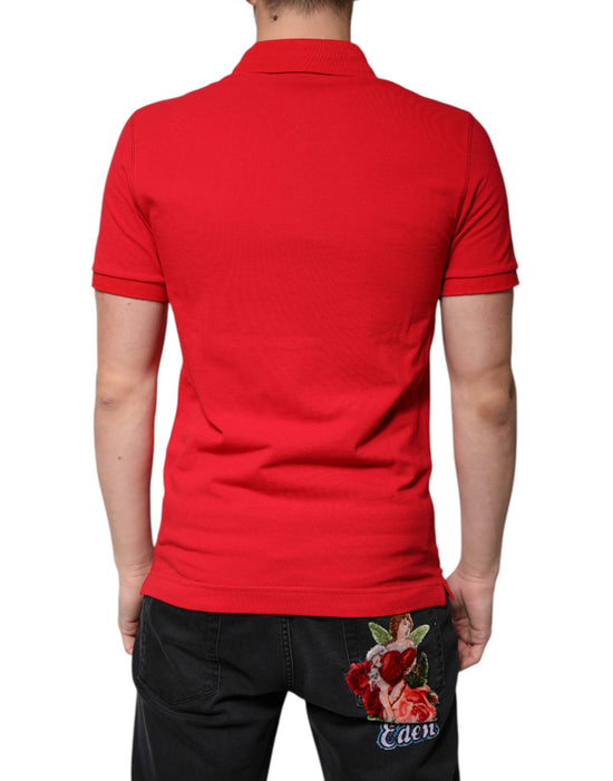 Red Logo Collared Short Sleeves Polo T-shirt