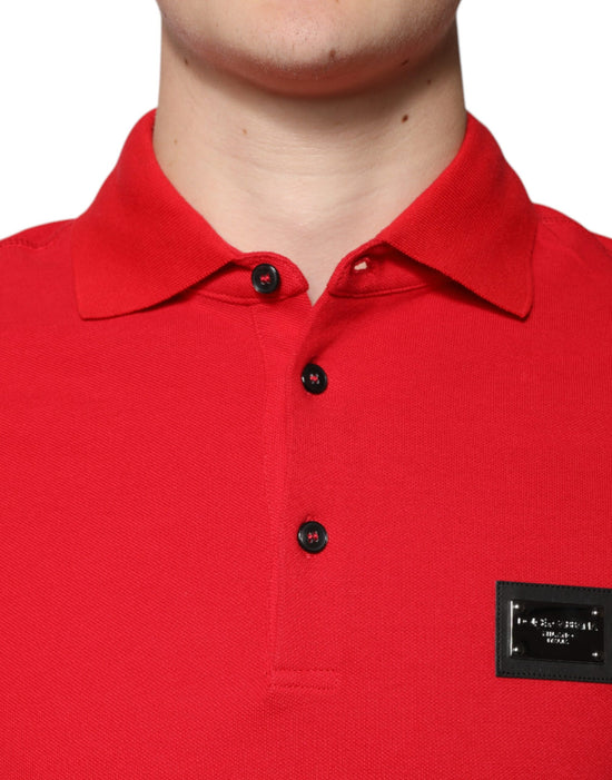 Red Logo Collared Short Sleeves Polo T-shirt