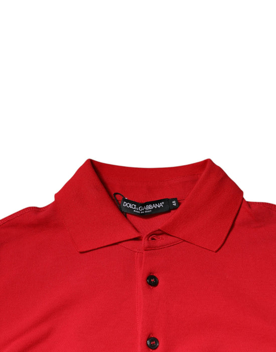 Red Logo Collared Short Sleeves Polo T-shirt