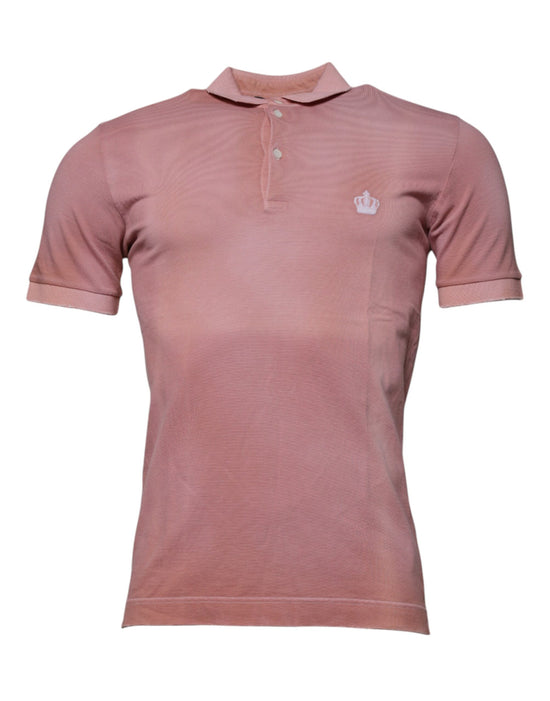 Pink Crown Collared Short Sleeve Polo T-shirt