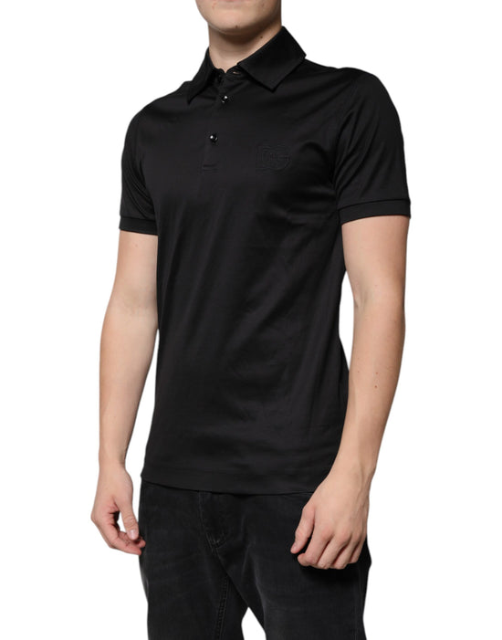 Black DG Collared Short Sleeves Polo T-shirt