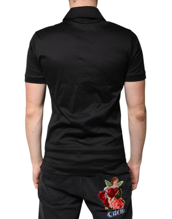 Black DG Collared Short Sleeves Polo T-shirt