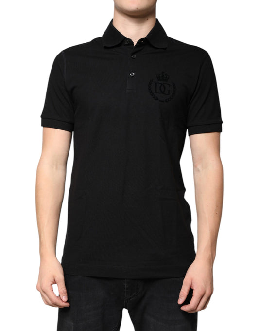 Black DG Collared Short Sleeves Polo T-shirt