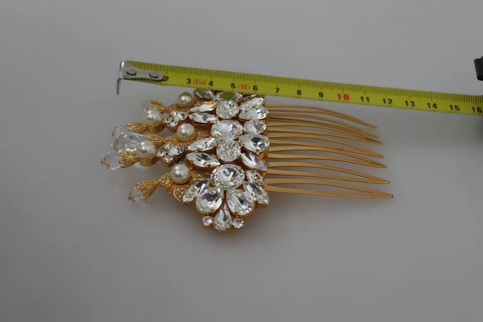 Gold Brass Clear Crystal Hair Stick Accessory Comb