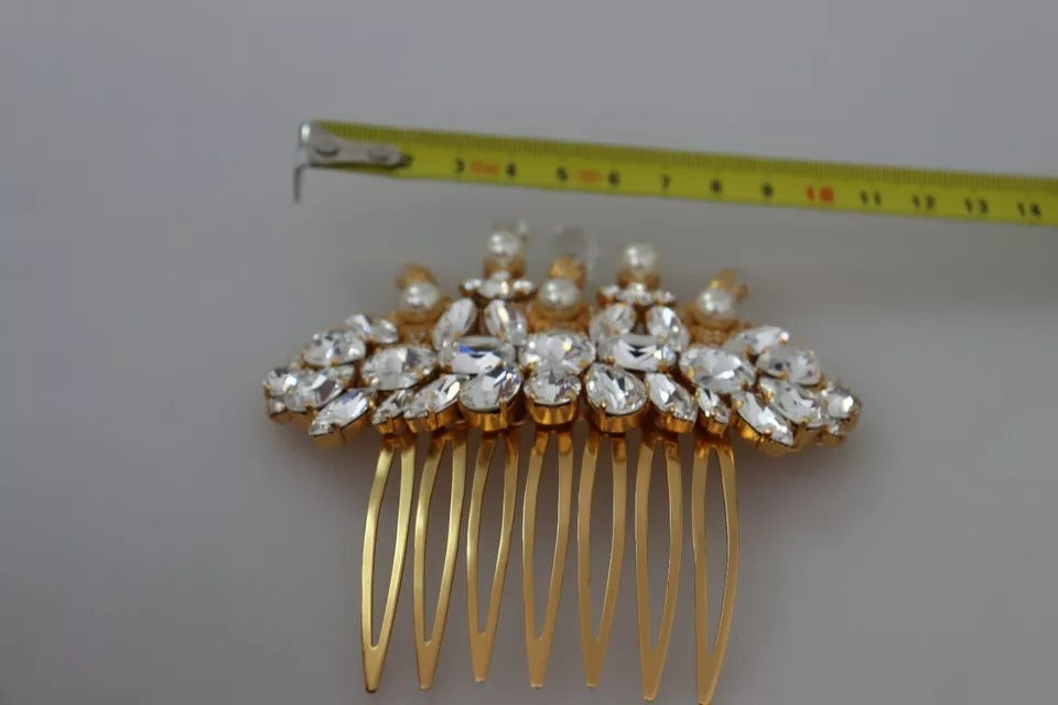 Gold Brass Clear Crystal Hair Stick Accessory Comb