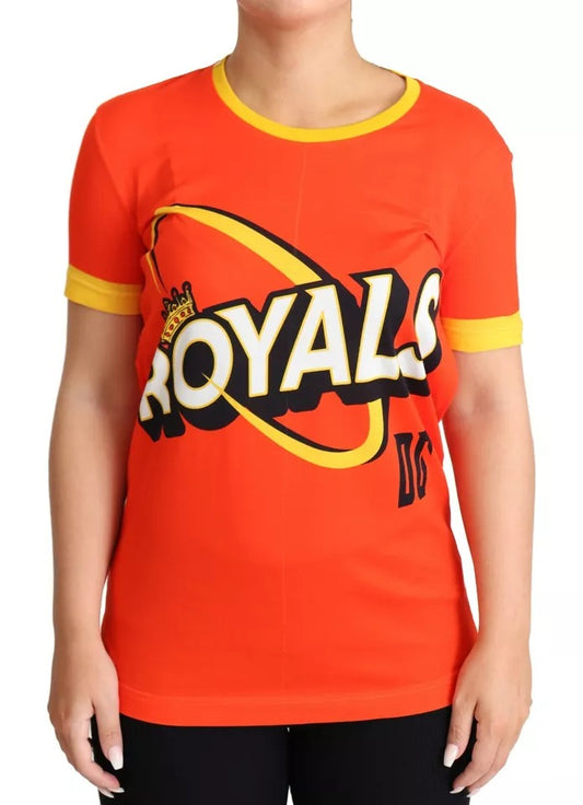 Orange Royals Print Round Neck T-shirt