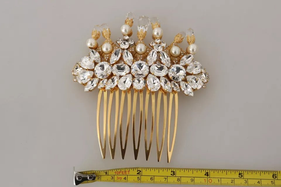 Gold Brass Clear Crystal Hair Stick Accessory Comb