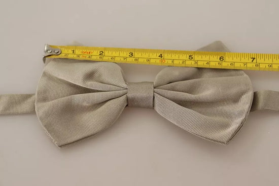 Silver Gray Silk Adjustable Neck Bow Tie