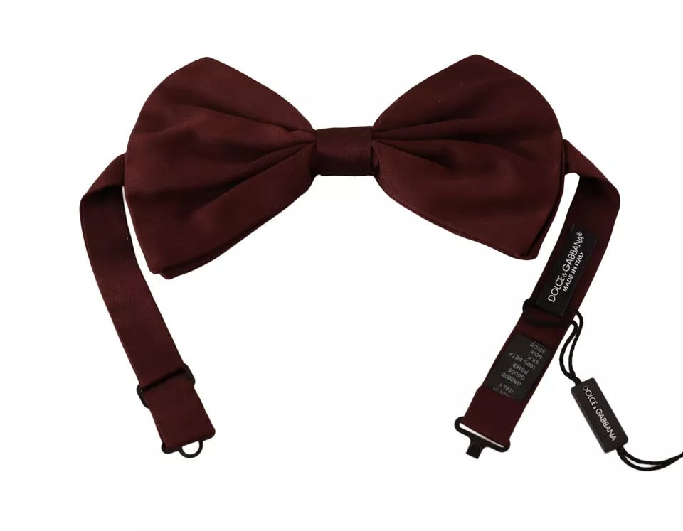 Maroon 100% Silk Adjustable Neck Bow Tie Men