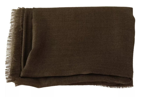 Green Striped Cashmere Wrap Fringes Scarf