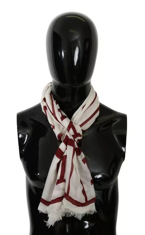 White Red Printed Wrap Shawl Modal Scarf