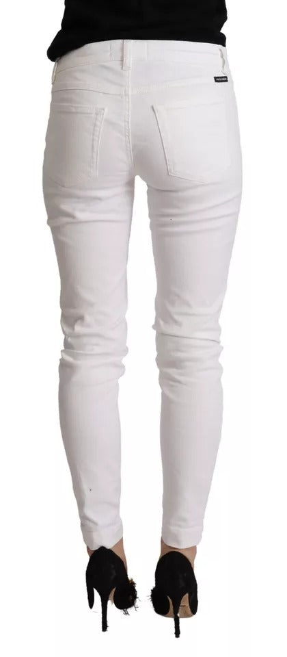 White Cotton Denim Pretty Slim Fit Jeans