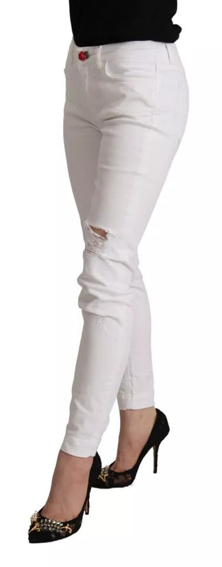 White Cotton Denim Pretty Slim Fit Jeans