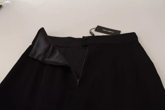 Black Silk High Waist Mini Pencil Cut Skirt