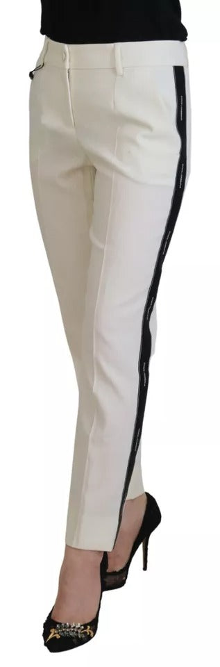 White High Waist Tapered Wool Pants