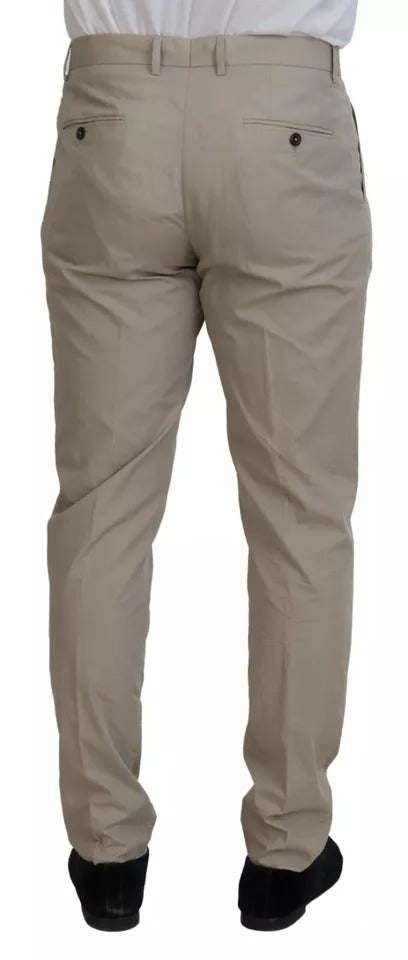 Beige Cotton Chino Men Formal Pants