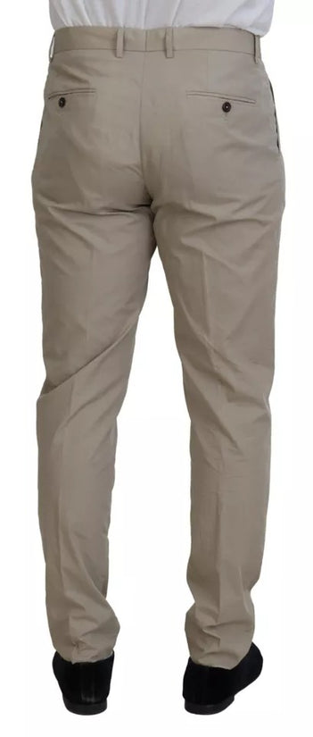 Beige Cotton Chino Men Formal Pants