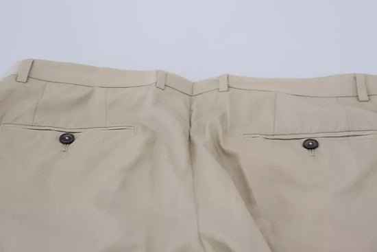 Beige Cotton Chino Men Formal Pants