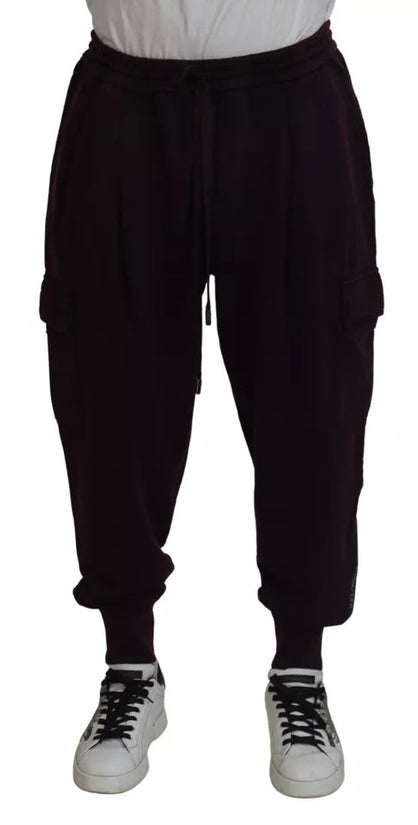 Bordeaux Cotton Cargo Jogger Sweatpants Pants