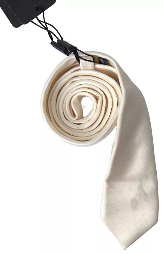 Off White Satin Silk Classic Men Necktie