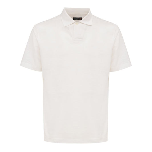 White Linen Polo Shirt