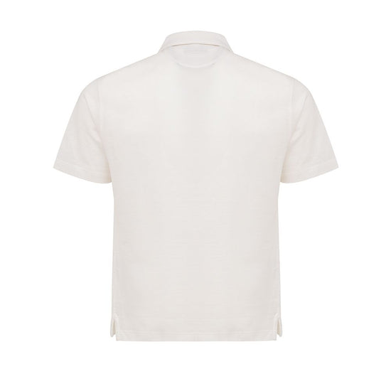 White Linen Polo Shirt