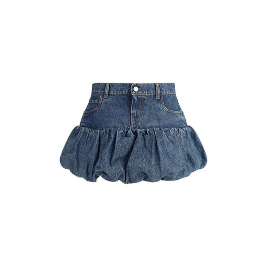 Denim Miniskirt with ruching bottom