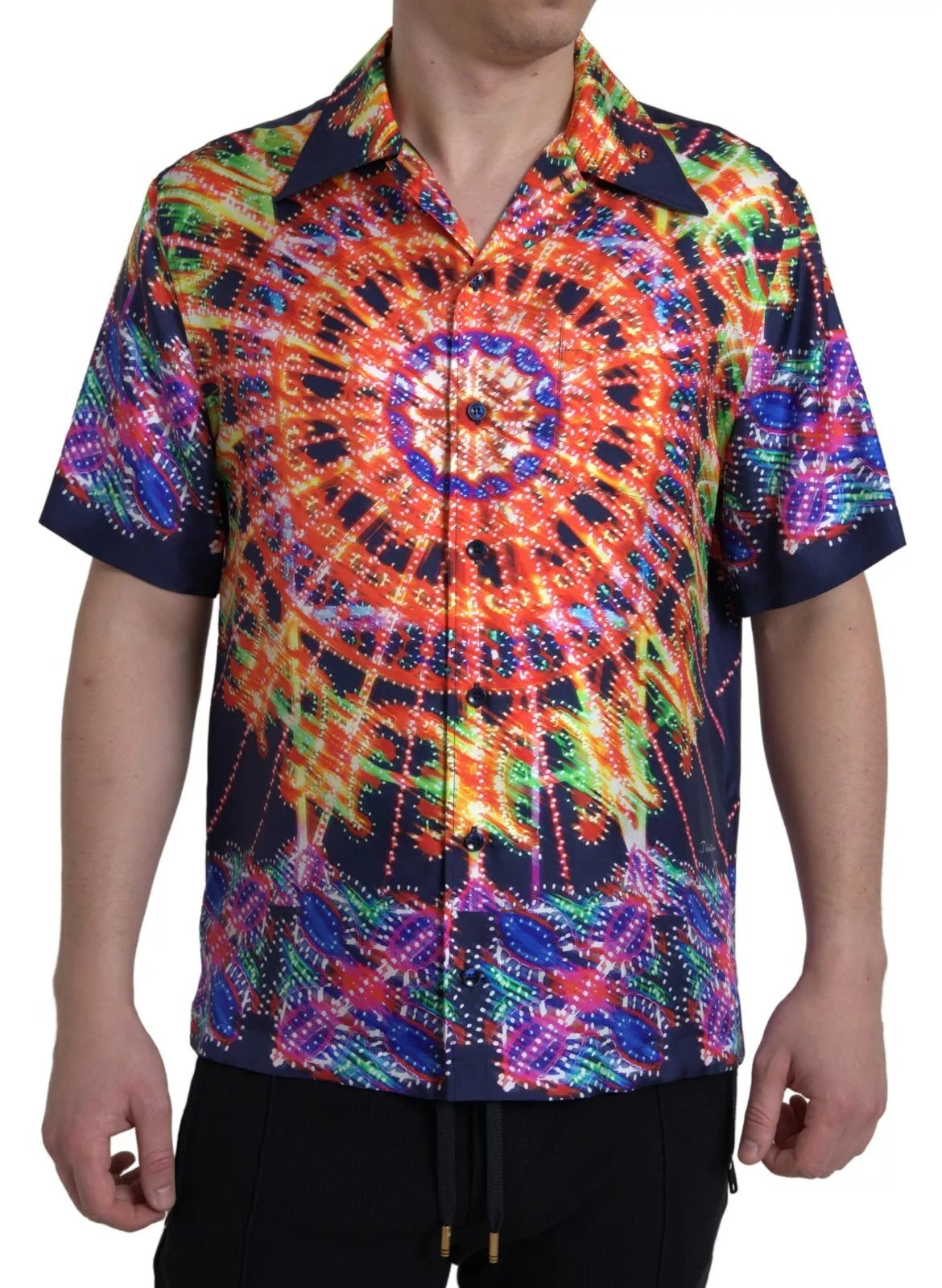 Multicolor Luminarie Print Men Silk Shirt