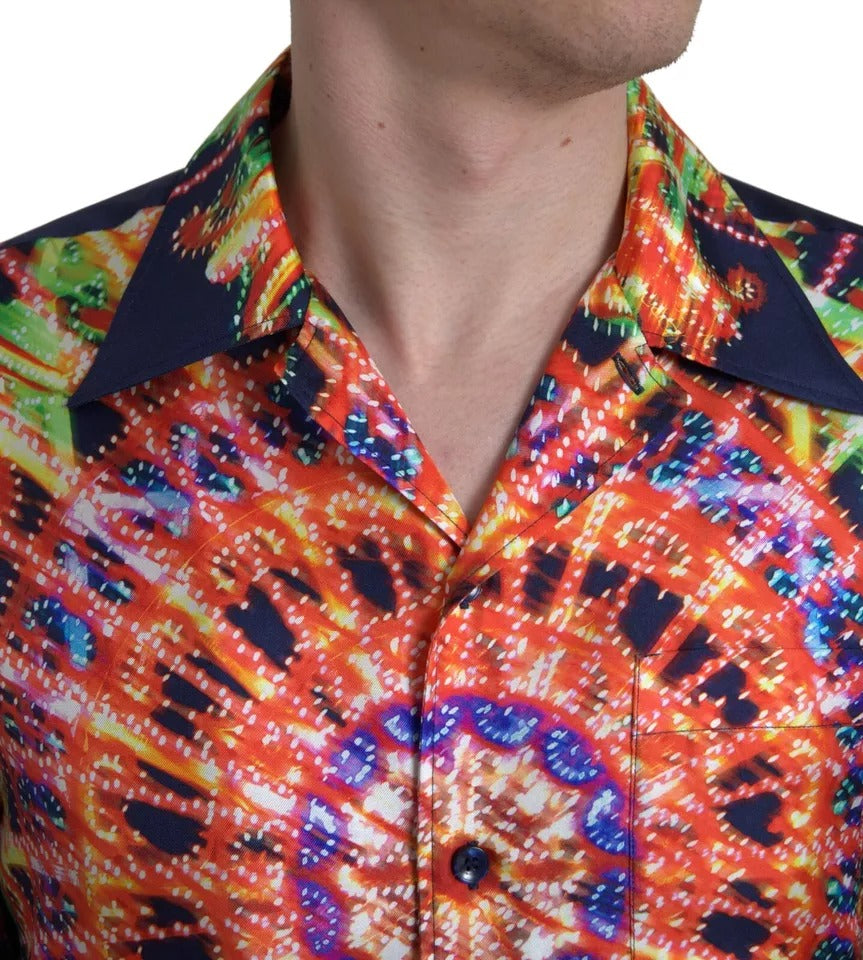 Multicolor Luminarie Print Men Silk Shirt