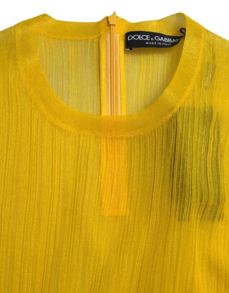 Yellow Sheer Polyester Long Sleeves Blouse