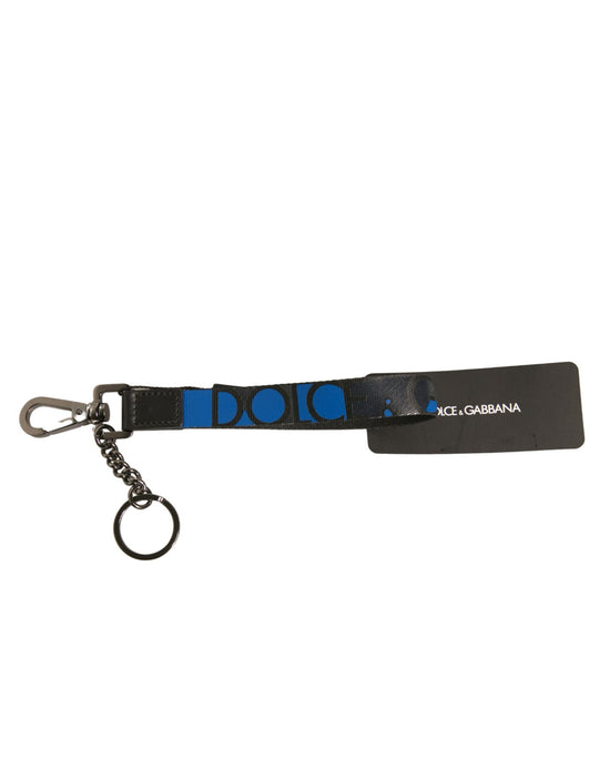 Blue Logo Polyester Silver Brass Holder Keychain Keyring