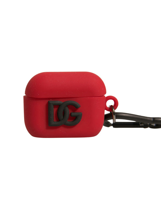 Red Silicone Rubber Logo Embossed Airpods Case