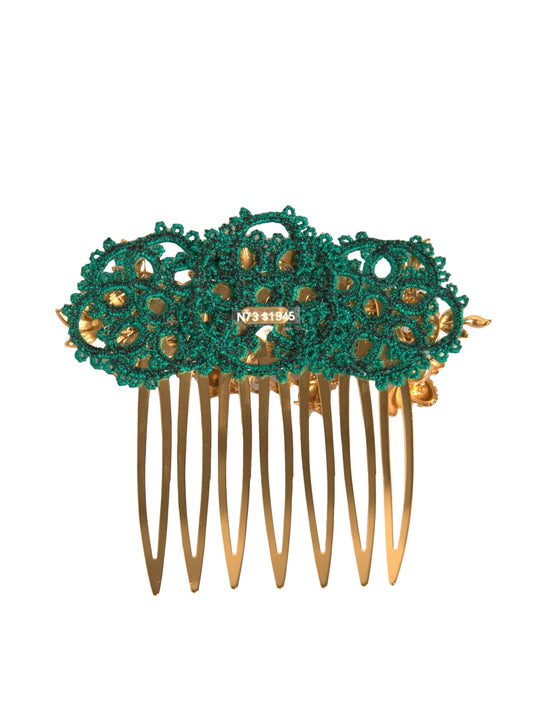 Gold Brass Crystals Hair Stick Comb