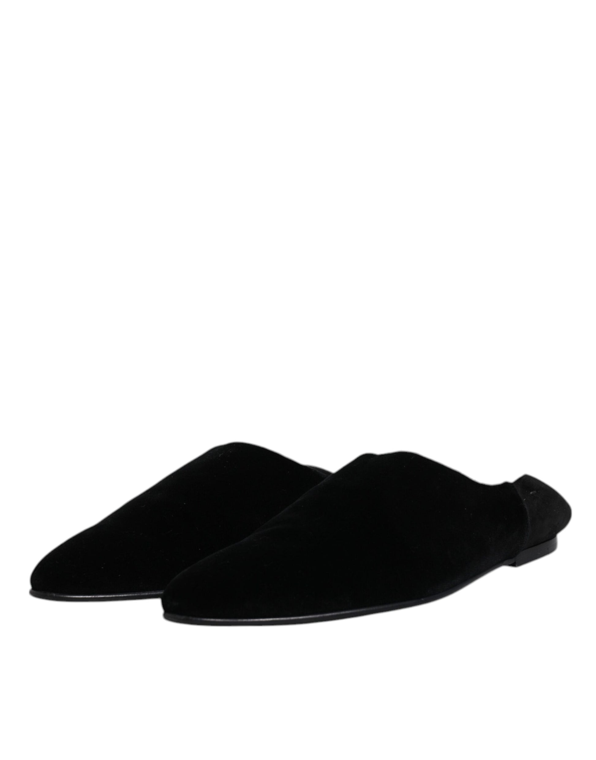 Black Velvet Slides Flat Slipper Sandals Shoes