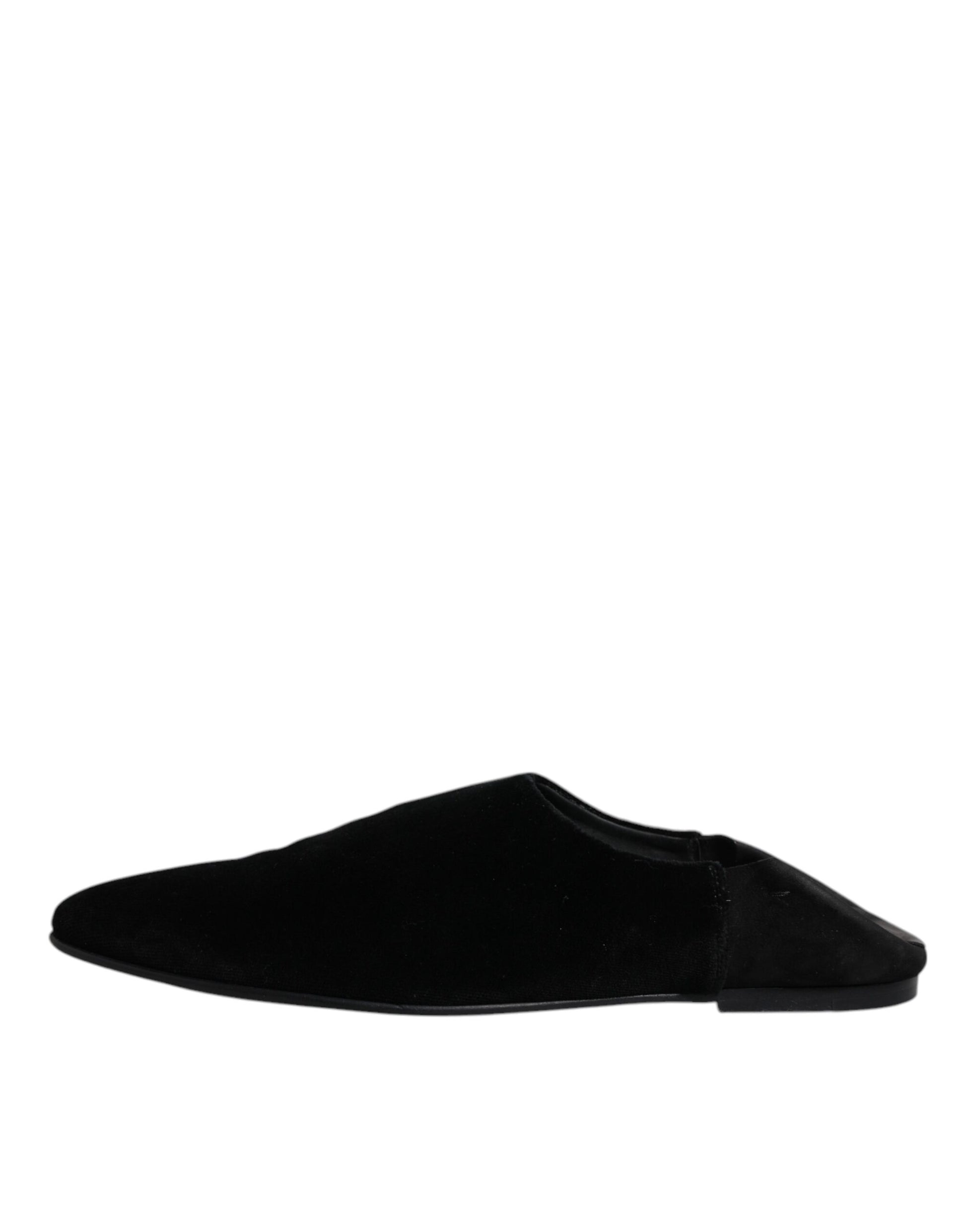 Black Velvet Slides Flat Slipper Sandals Shoes