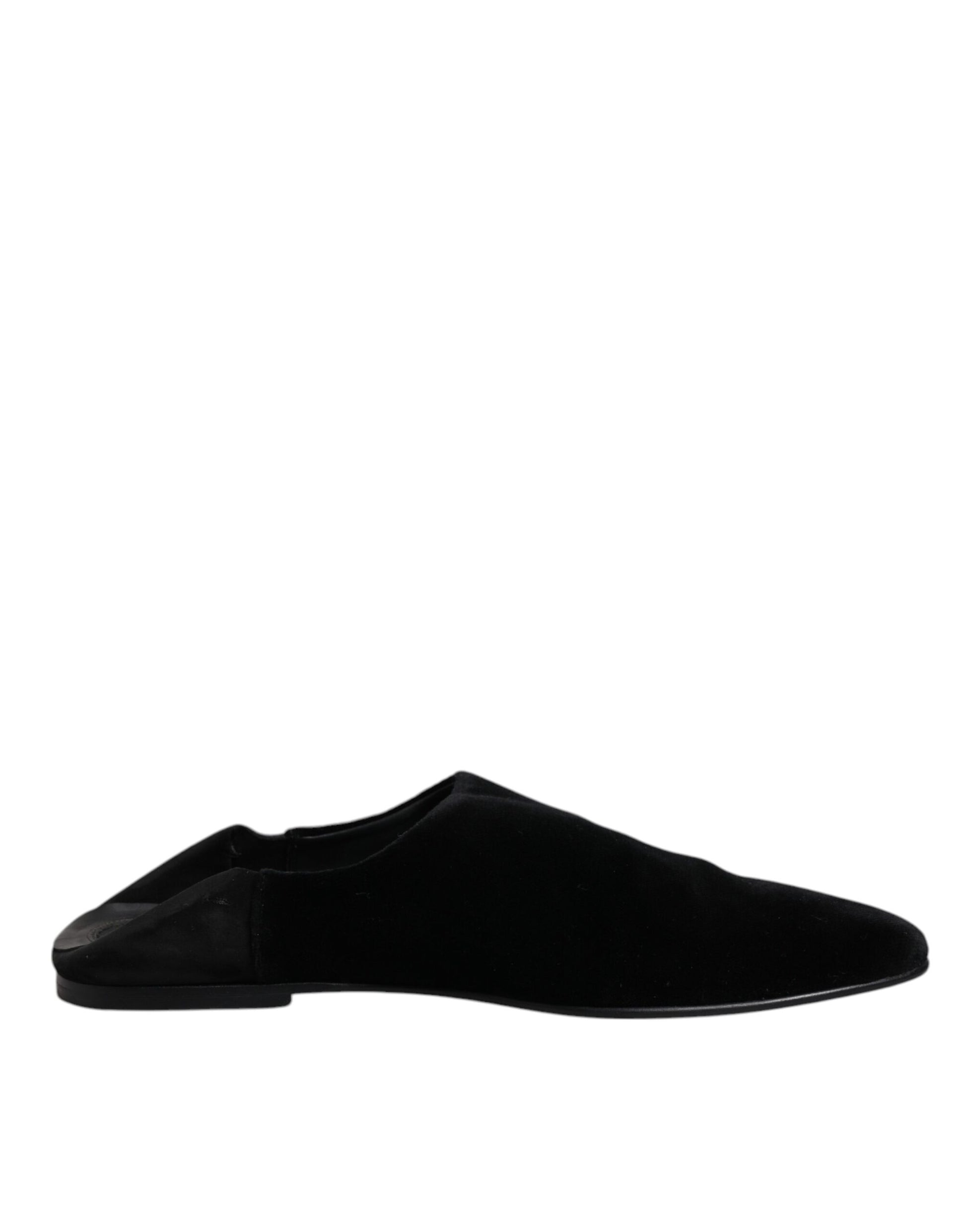 Black Velvet Slides Flat Slipper Sandals Shoes