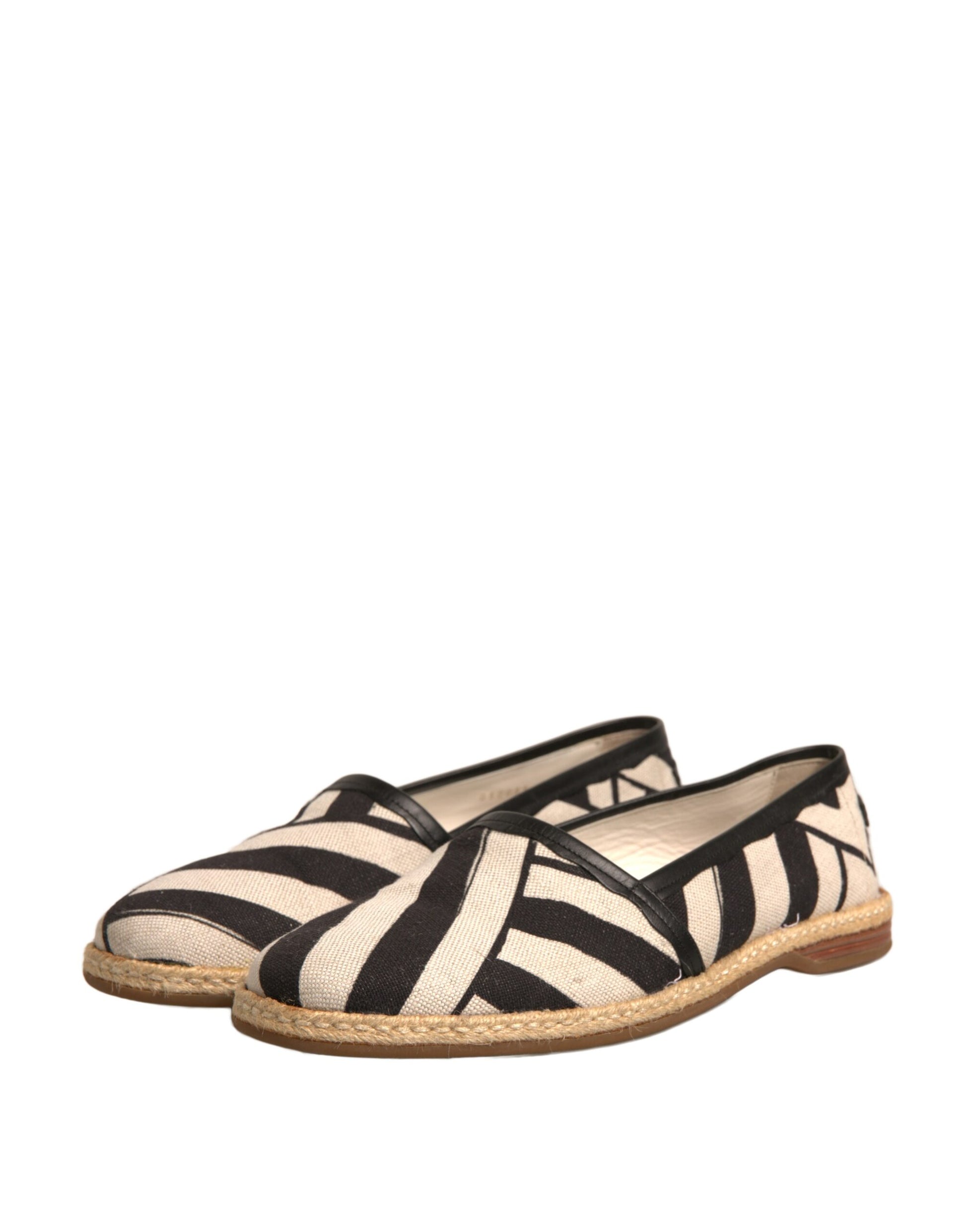 Black White Stripes Slip On Espadrille Shoes