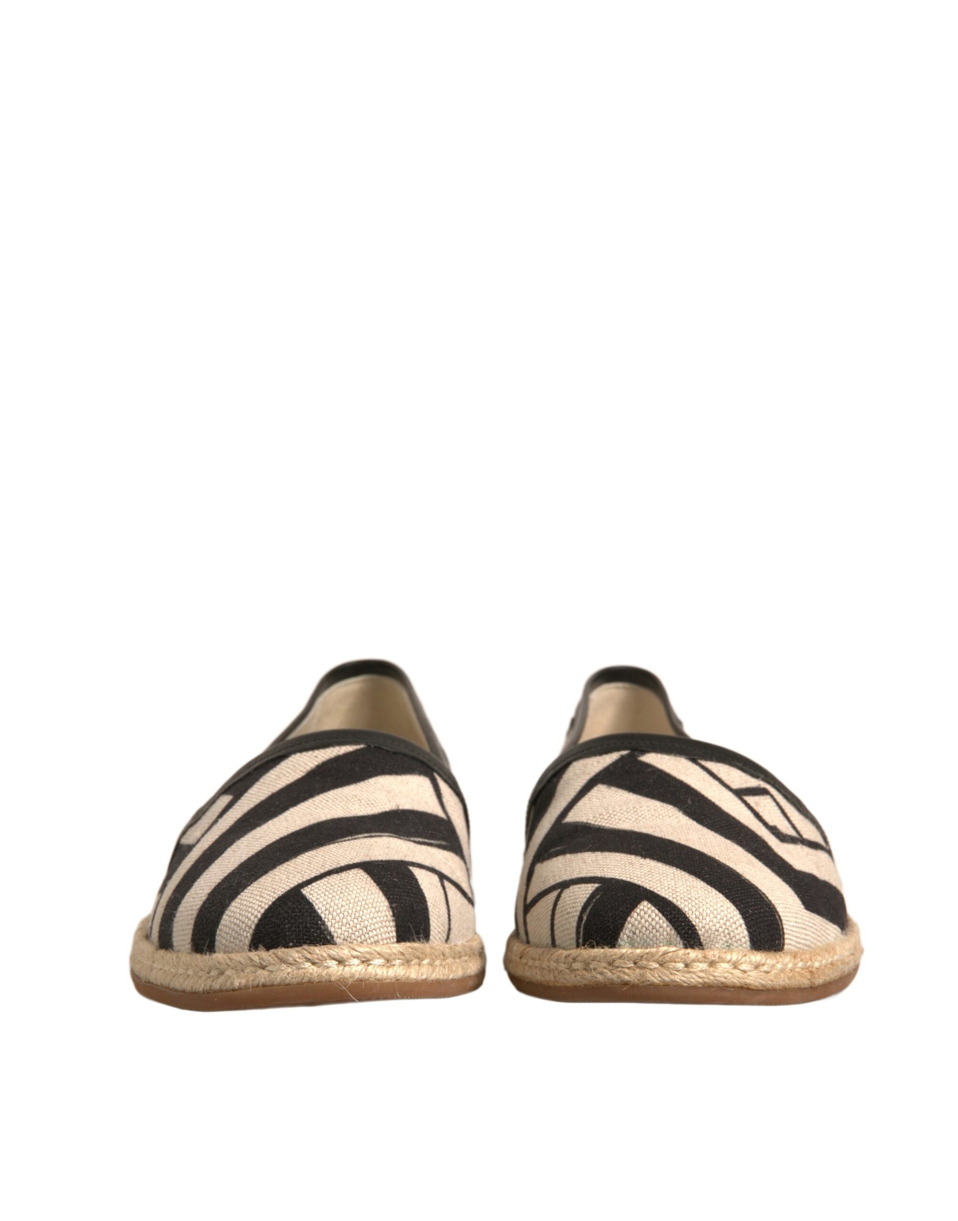 Black White Stripes Slip On Espadrille Shoes