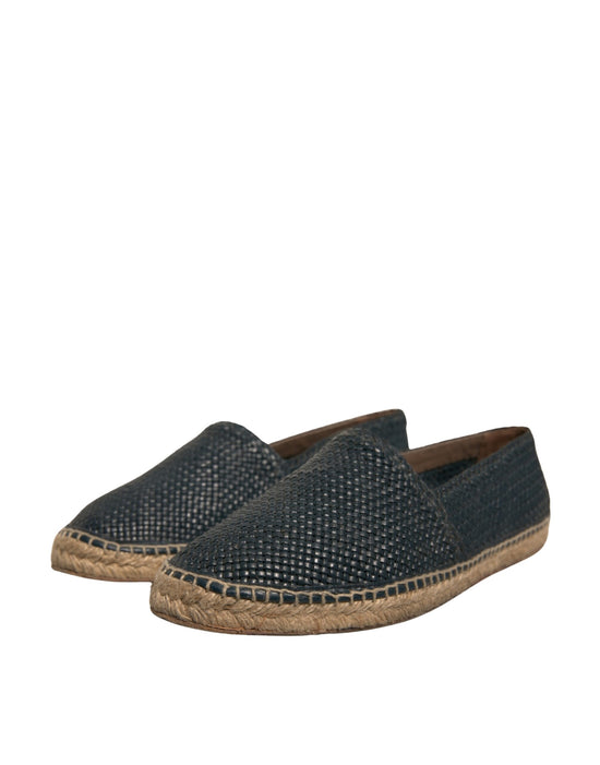 Blue Woven Leather Buffalo Espadrille Shoes